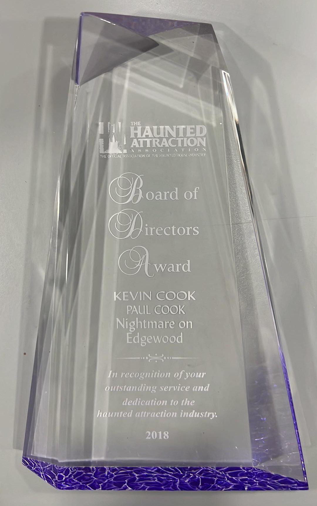 Haunted Attraction Association Board of Directors Award 2018 - Nightmare on Edgewood
