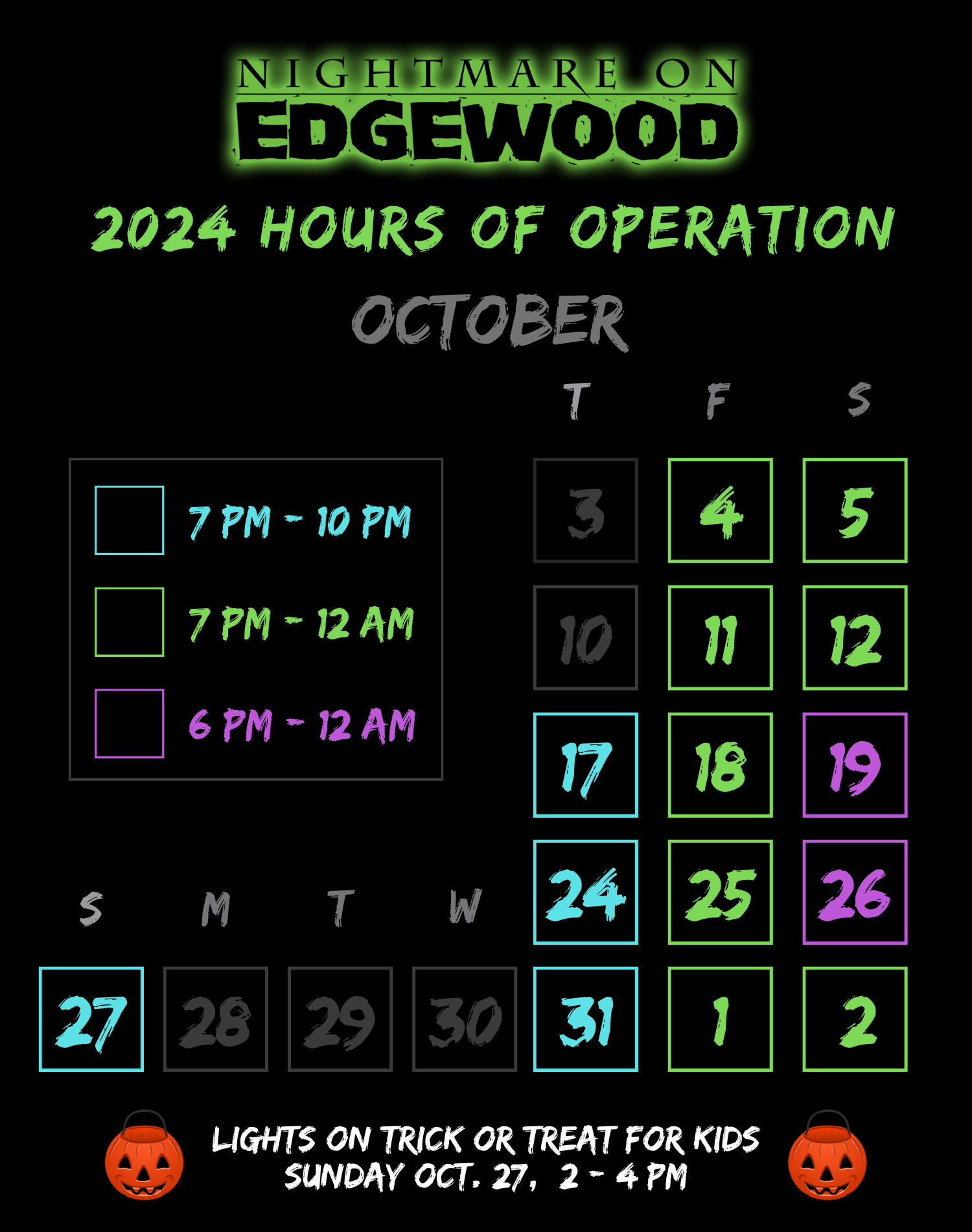 /nightmare on Edgewood 2024 Schedule - updated with rain date makeup