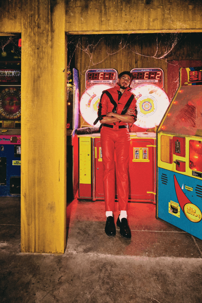 Tyrese Haliburton in arcade at Nightmare on Edgewood